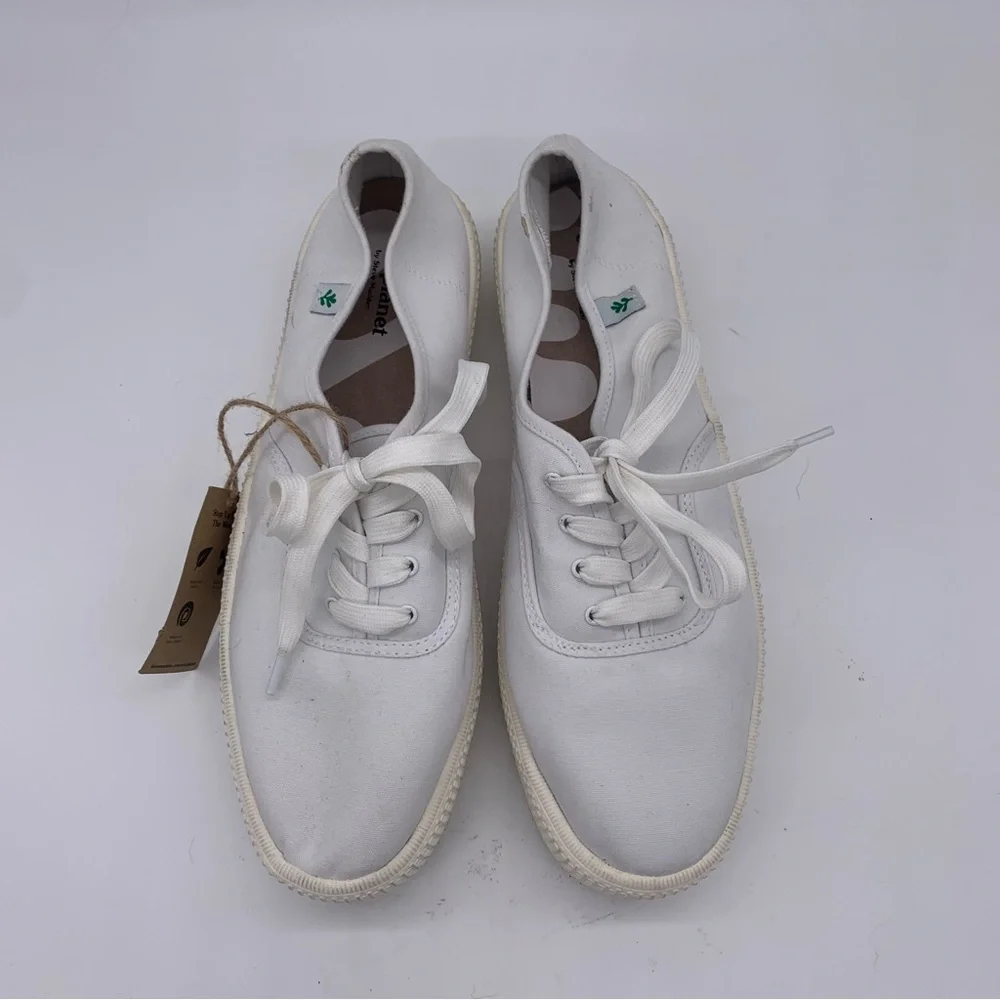 Cool Planet by Steve Madden White Shoes Stream Flatform Lace-up‎ Canvas 10 7003.